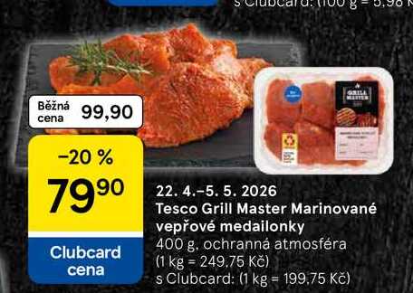 Tesco Grill Master Marinované vepřové medailonky, 400 g