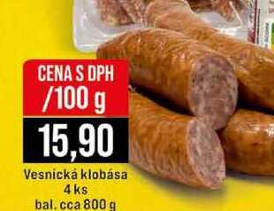 Vesnická klobása 4 ks bal. cca 800 g 100g