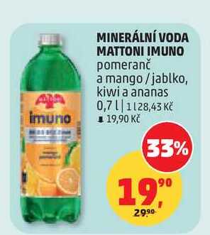 MINERÁLNÍ VODA MATTONI IMUNO, 0,7 l