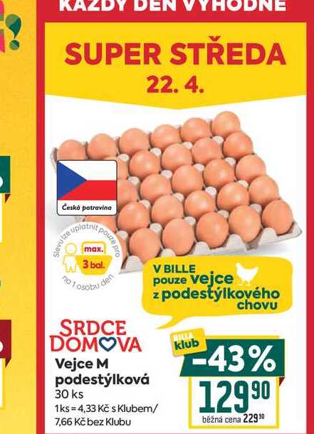 Vejce M podestýlková 30 ks 