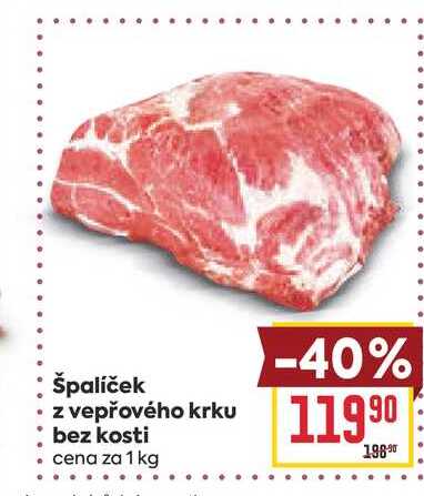 špalíček z vepřového krku bez kosti cena za 1 kg 