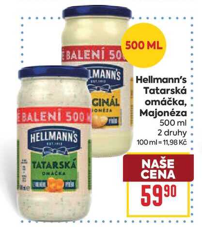 Hellmann's Tatarská omáčka, Majonéza 500 ml 