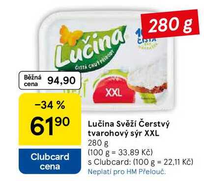 Lučina Svěží čerstvý tvarohový sýr XXL, 280 g