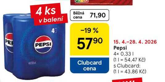 Pepsi, 4x 0,33 l
