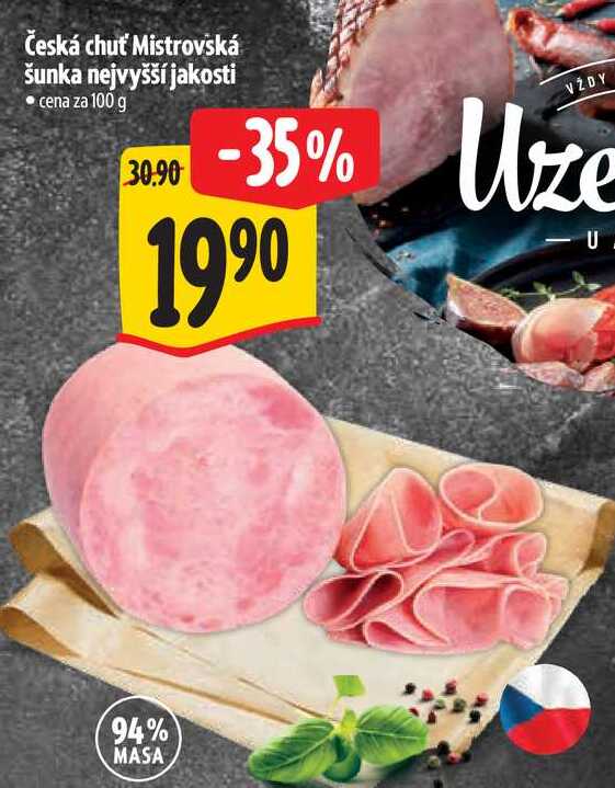 Česká chuť Mistrovská šunka nejvyšší jakosti, 100 g