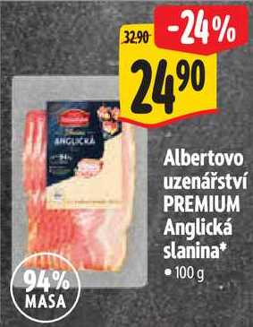 Albertovo uzenářství PREMIUM Anglická slanina, 100 g  