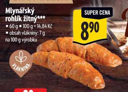 Mlynářský rohlík žitný, 60 g