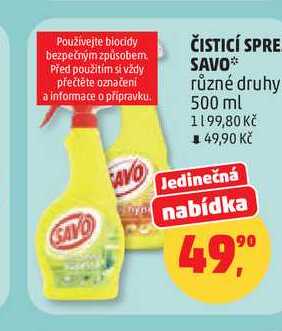 ČISTICÍ SPREJ SAVO, 500 ml 