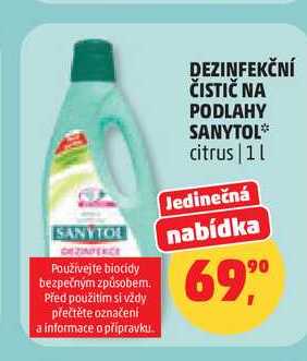 DEZINFEKČNÍ ČISTIČ NA PODLAHY SANYTOL, 1 l