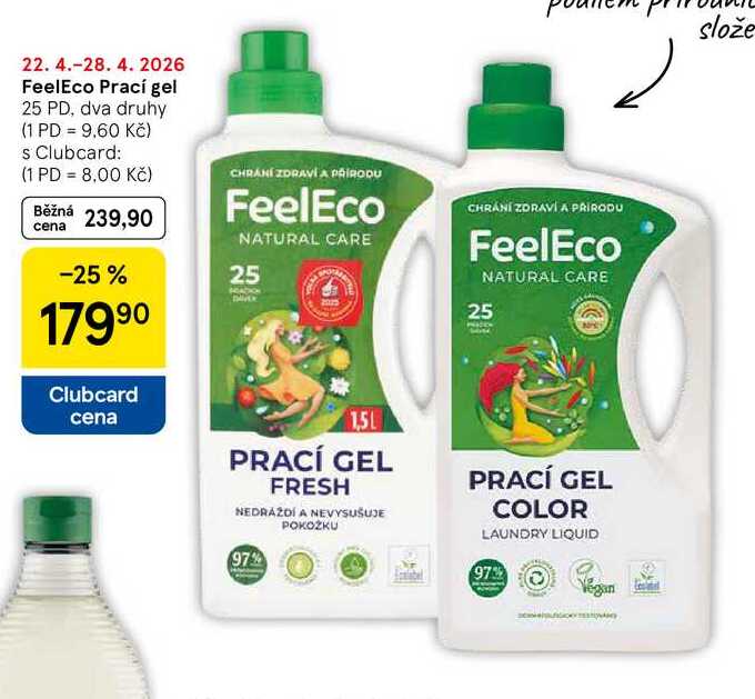 FeelEco Prací gel, 25 PD, dva druhy 