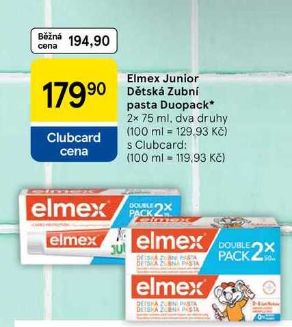 Elmex Junior Dětská Zubní pasta Duopack, 2x 75 ml, dva druhy