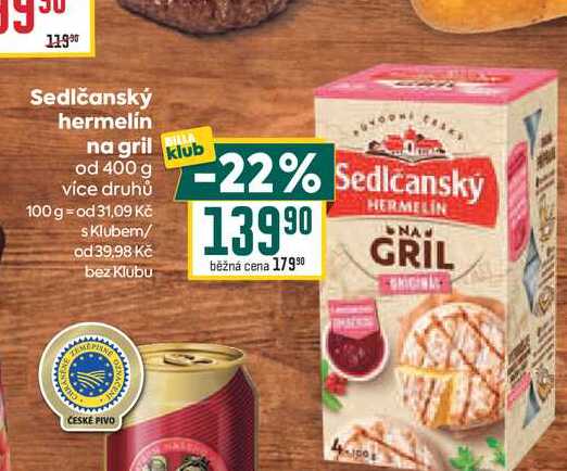 Sedlčanský hermelín na gril klub od 400 g 