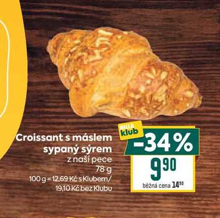 Croissant s máslem sypaný sýrem z naší pece 78 g