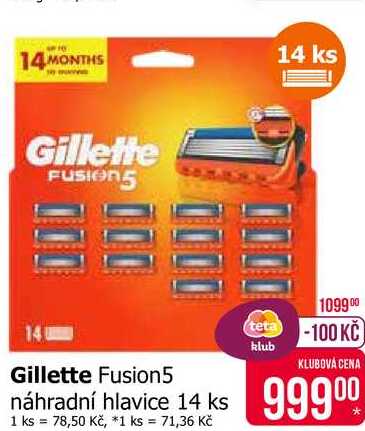 Gillette Fusion5 náhradní hlavice 14 ks 