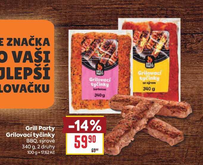 Grill Party Grilovací tyčinky BBQ, sýrové 340 g