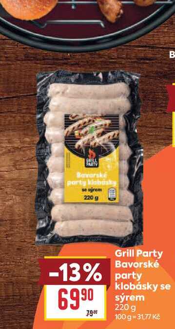 Grill Party Bavorské party klobásky se sýrem 220 g