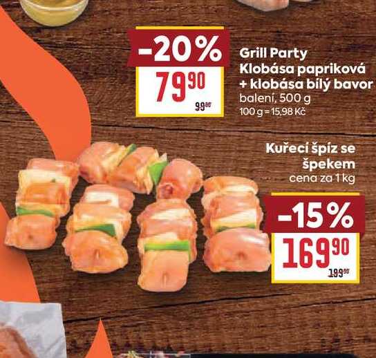 Kuřecí špíz se špekem cena za 1 kg