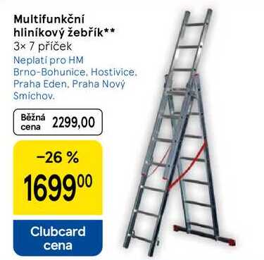 Multifunkční hliníkový žebřík, 3× 7 příček 