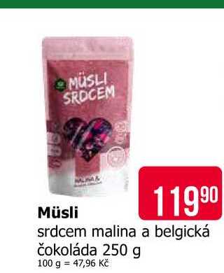 Müsli srdcem malina a belgická čokoláda 250 g