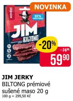 JIM JERKY BILTONG prémiové sušené maso 20 g 
