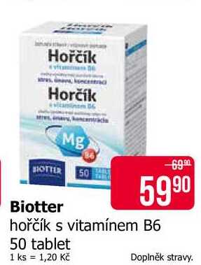 Biotter hořčík s vitamínem B6 50 tablet 