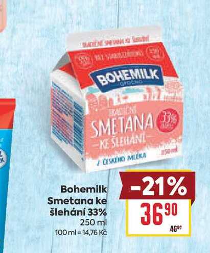 Bohemilk Smetana ke šlehání 33% 250 ml 