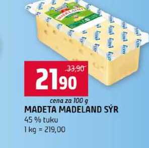 MADETA MADELAND SÝR 45% tuku 100g