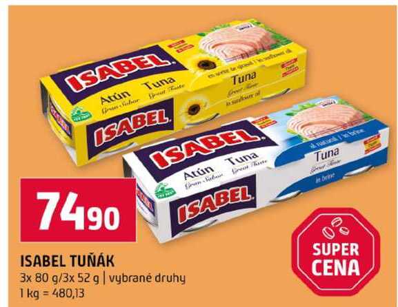 ISABEL TUŇÁK 3x 80 g 3x 52 g vybrané druhy