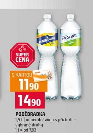 PODĚBRADKA 1,5l minerální voda s příchutí vybrané druhy 