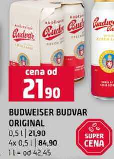 BUDWEISER BUDVAR ORIGINAL 0,5l 4x 0,5l