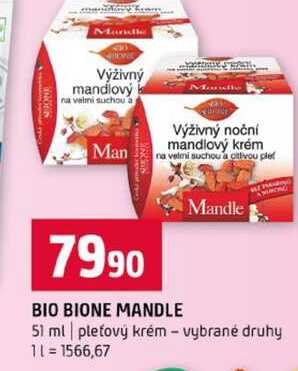 BIO BIONE MANDLE Mandle 51 ml pleťový krém vybrané druhy