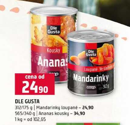 Die Gusta Mandarinky Ananas kousky 