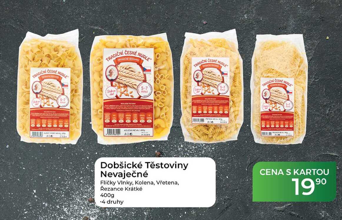 Dobšické Těstoviny Nevaječné Flíčky Vlnky, Kolena, Vřetena, Řezance Krátké 400 g