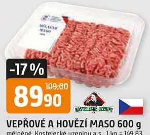 VEPŘOVÉ A HOVĚZÍ MASO 600 g mělněné