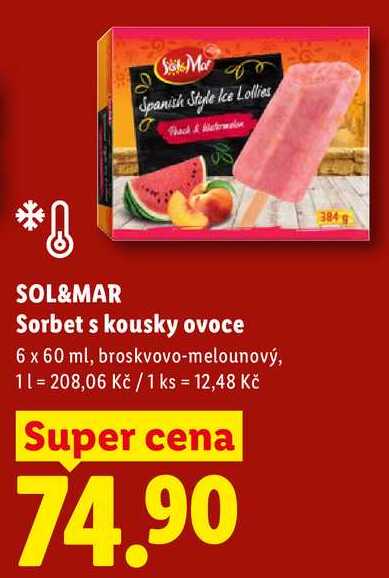 SOL&MAR Sorbet s kousky ovoce, 6x 60 ml