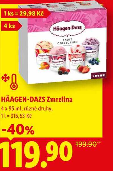 HÄAGEN-DAZS Zmrzlina, 4x 95 ml