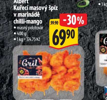 Alber Kuřecí masový špíz v marinádě chilli-mango 400 g