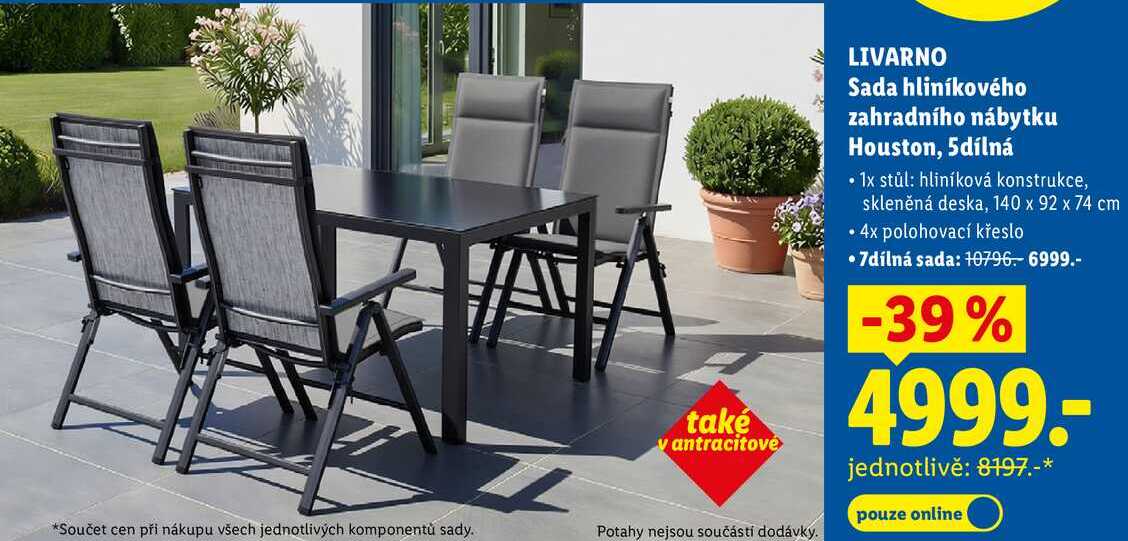 LIVARNO Sada hliníkového zahradního nábytku Houston, 5dílná 