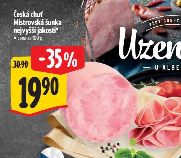 Česká chuť Mistrovská šunka nejvyšší jakosti 100 g