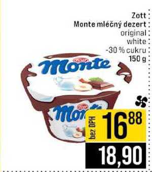 Monte mléčný dezert original white -30% cukru 150 g