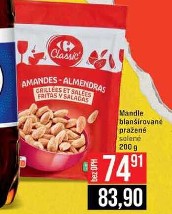 Mandle blanšírované pražené solené 200 g