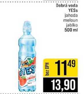 Dobrá voda YESS jahoda meloun jablko 500 ml 