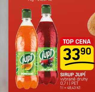 SIRUP JUPÍ vybrané druhy 0,7l