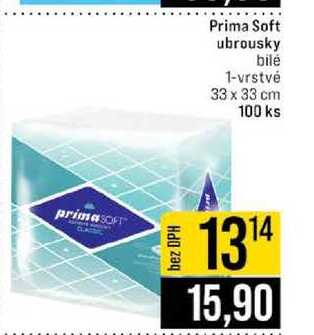 Prima Soft ubrousky bile 1-vrstvé 33 x 33 cm 100 ks