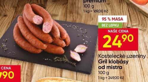 Kostelecké uzeniny Gril klobásy od mistra 100 g
