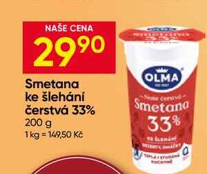 OLMA Smetana ke šlehání čerstvá 33% 200 g