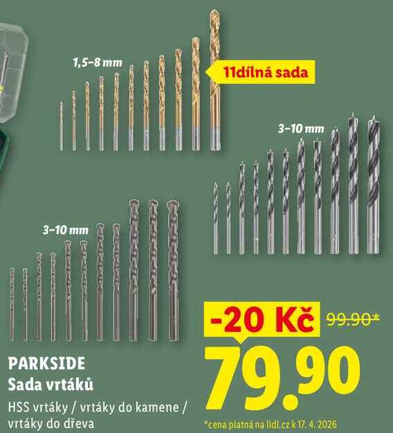 Parkside Sada vrtáků 