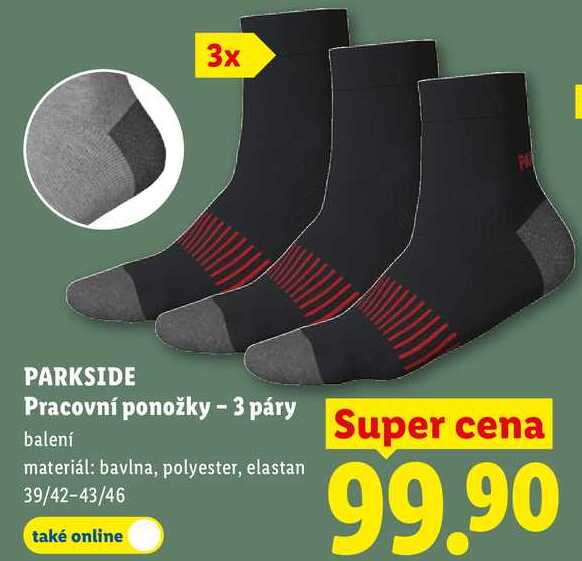 PARKSIDE Pracovní ponožky - 3 páry, balení