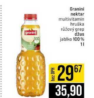 Granini nektar multivitamin hruška růžový grep džus jablko 100% 1l