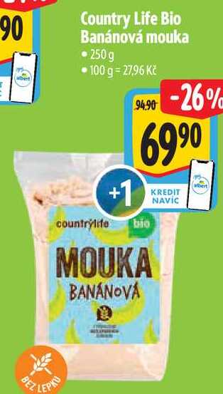 Country Life Bio Banánová mouka, 250g  